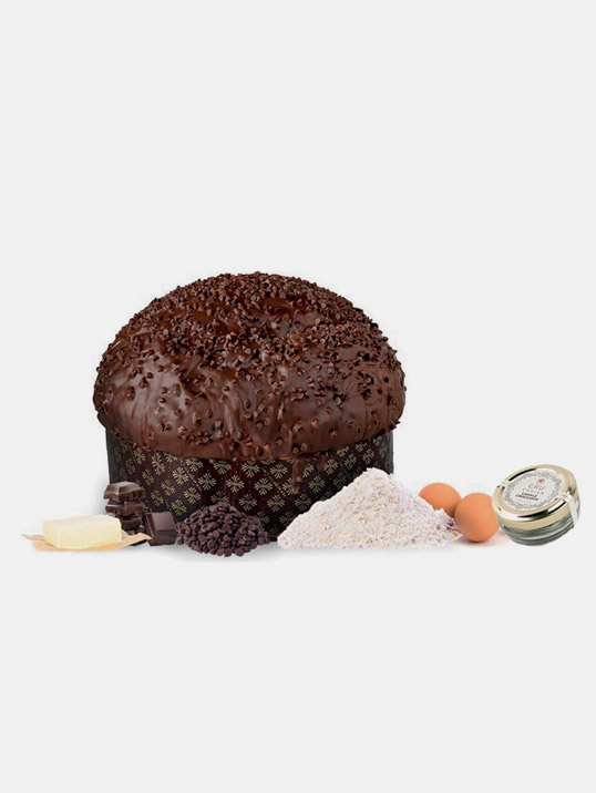 Cru Caviar panettone artigianale con caviale croccante e cioccolato fondente