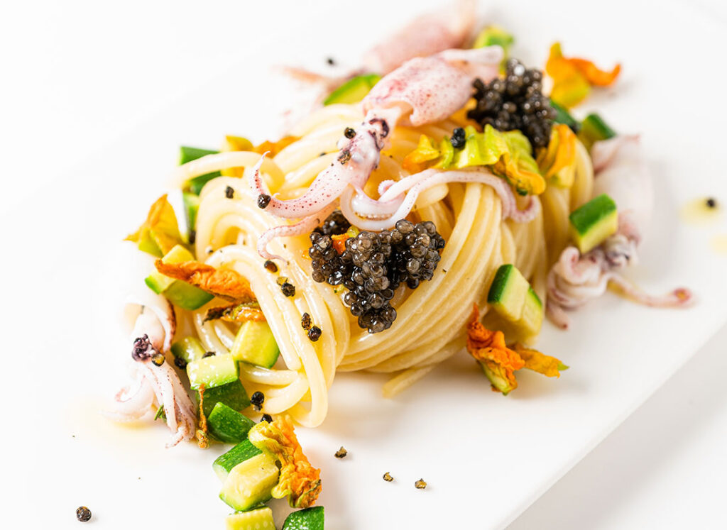 Spaghetti with Baby Squid and Cru Caviar