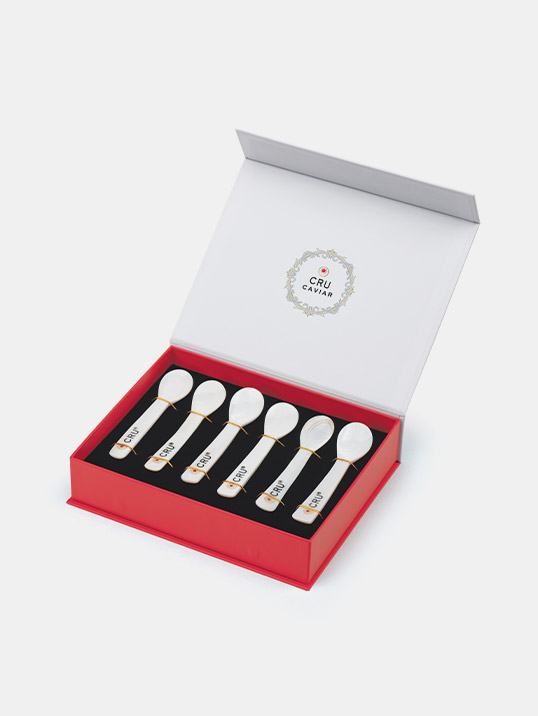 Cru Caviar gift box cucchiaini in madreperla CRU